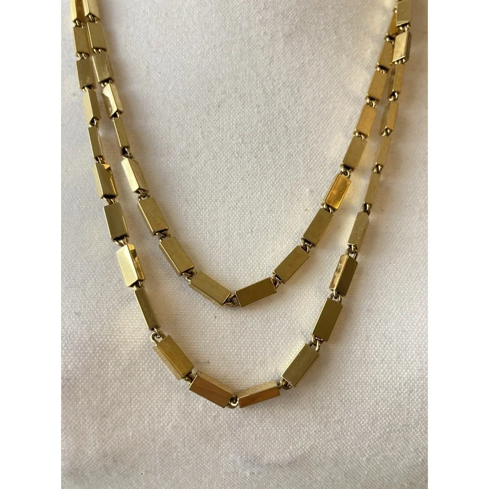 Vintage Monet Necklace Gold Tone Heavy Rectangular Link Wrap Glam Runway Couture